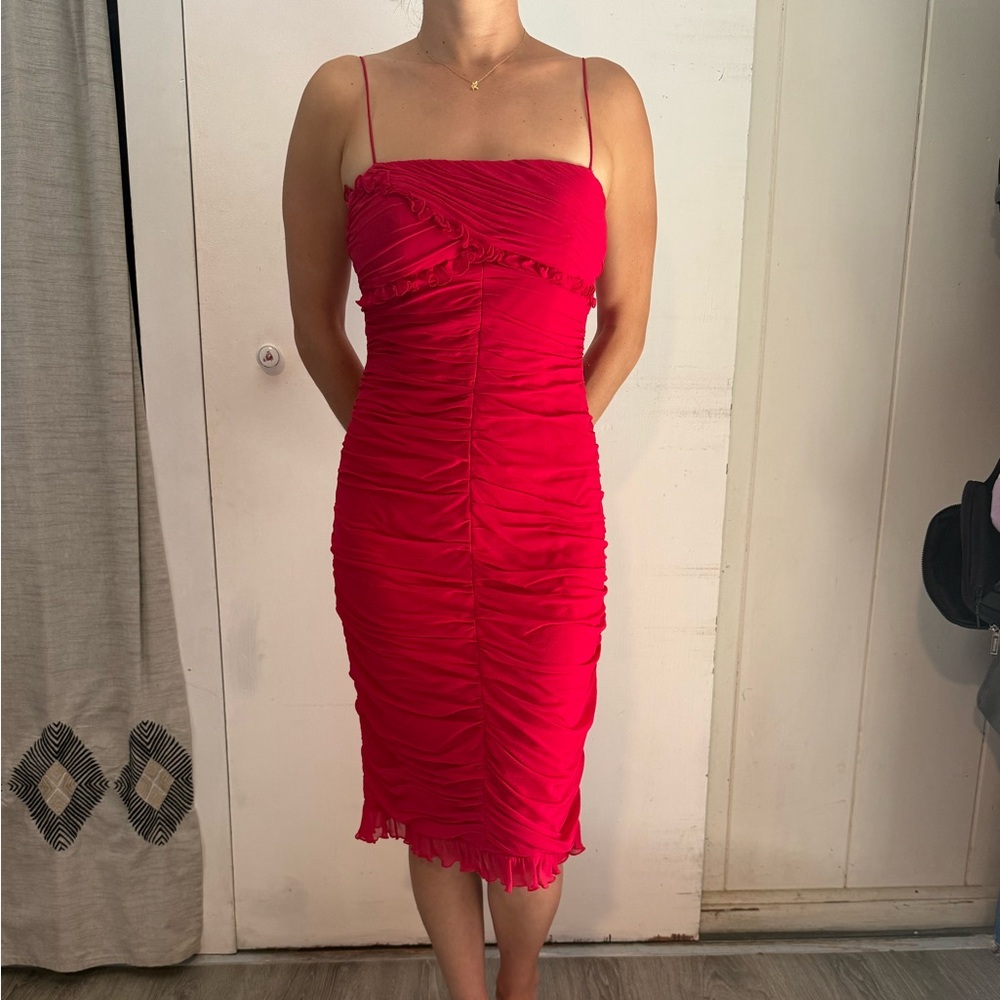 Cashe Elegant Red Ruched Dress